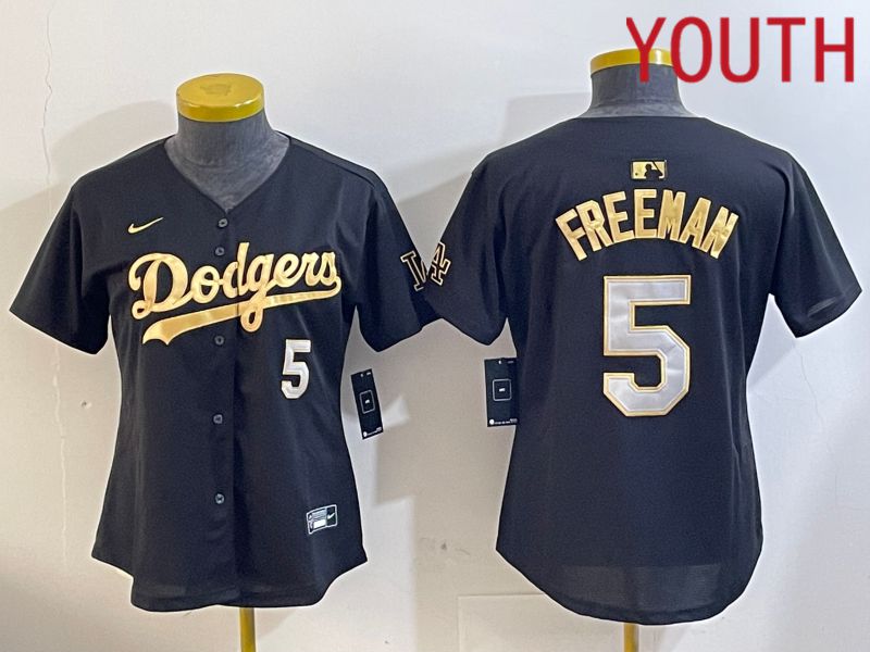 Youth Los Angeles Dodgers #5 Freeman Black Game 2024 Nike MLB Jersey style 1205
